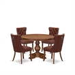 Pemberly Row 5-Piece Dining Set in Walnut Finish with Faux Leather Chairs