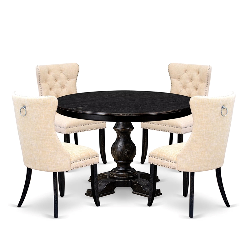 Pemberly Row 5-Piece Dining Table Set Wood Black Finish