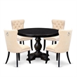 Pemberly Row 5-Piece Dining Table Set Wood Black Finish