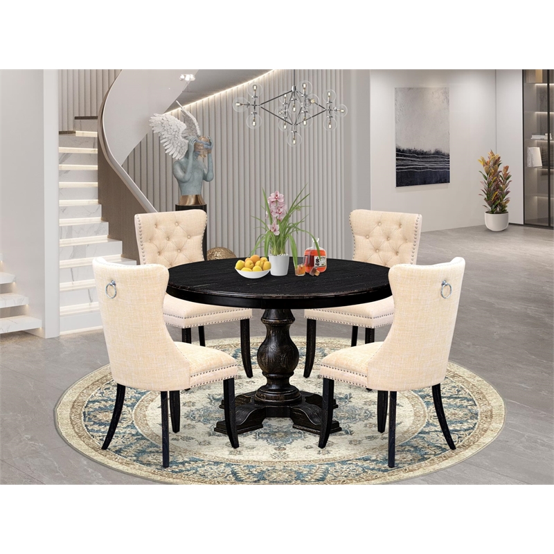 Pemberly Row 5-Piece Dining Table Set Wood Black Finish