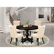 Pemberly Row 5-Piece Dining Table Set Wood Black Finish