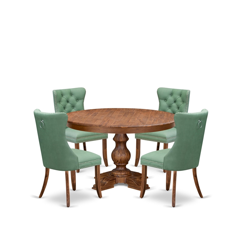 Pemberly Row 5-Piece Dining Table Set Wood Walnut Finish