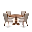 Pemberly Row Round 5-Piece Dining Set in Acacia Wood & Warm Walnut