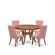 Pemberly Row Modern Dining Set with Faux Leather Chairs & Walnut Finish