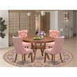 Pemberly Row Modern Dining Set with Faux Leather Chairs & Walnut Finish