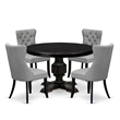 Pemberly Row 5-Piece Round Dining Set with Light Gray Faux Leather