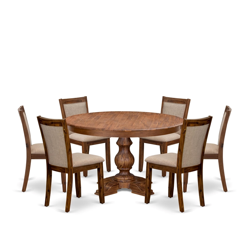 Pemberly Row 7-Piece Contemporary Dining Set with Rubberwood Table in Walnut