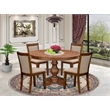 Pemberly Row 5-Piece Kitchen Table Set with Rubberwood Dining Table in Walnut