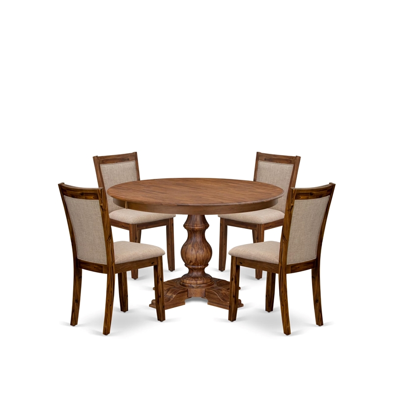 Pemberly Row 5-Piece Dining Set in Wood Walnut Finish with Upholstered Chairs