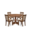 Pemberly Row 5-Piece Dining Set in Wood Walnut Finish with Upholstered Chairs