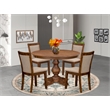 Pemberly Row 5-Piece Dining Set in Wood Walnut Finish with Upholstered Chairs