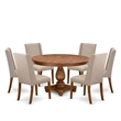 Pemberly Row 7-Piece Dining Set in Rubber Wood with Walnut Finish