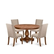 Pemberly Row 5-Piece Dining Set in Rubber Wood with Walnut Finish