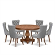 Pemberly Row 7-Piece Dining Set with Walnut Wood Table and Faux Leather Chairs