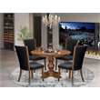 Pemberly Row 5-Piece Round Kitchen Set with Acacia Wood Table & Walnut Finish