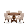 Pemberly Row 5-Piece Wooden Dining Room Set with Walnut Finish