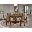 Pemberly Row 7-Piece Walnut Dining Set with Faux Leather Chairs