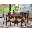 Pemberly Row 7-Piece Dining Table Set in Walnut with Linen Chairs