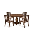 Pemberly Row 5-Piece Dining Table Set in Walnut with Linen Chairs