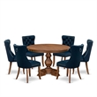 Pemberly Row 7-Piece Dining Table Set with Walnut Finish and Faux Leather