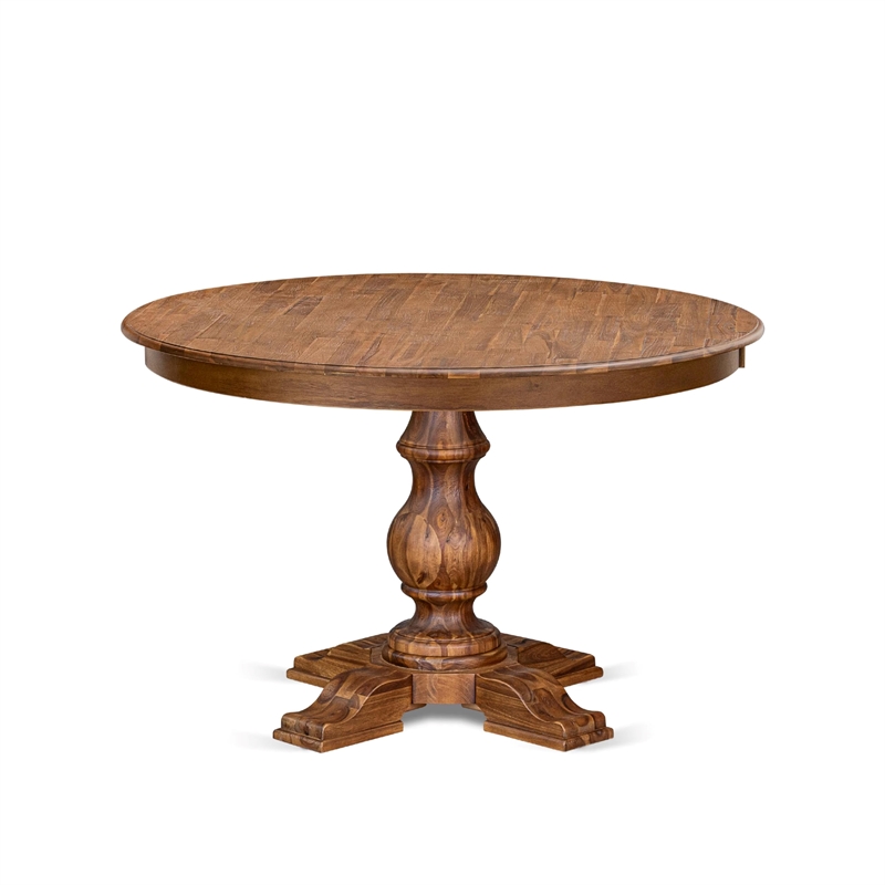 Pemberly Row 7-Piece Dining Table Set with Walnut Finish and Faux Leather