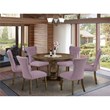 Pemberly Row 7-Piece Wooden Dining Set in Jacobean and Dahlia Purple