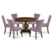 Pemberly Row 7-Piece Wooden Dining Set in Jacobean and Dahlia Purple