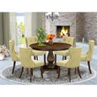 Pemberly Row 7-Piece Wood Dining Set with Round Pedestal Table