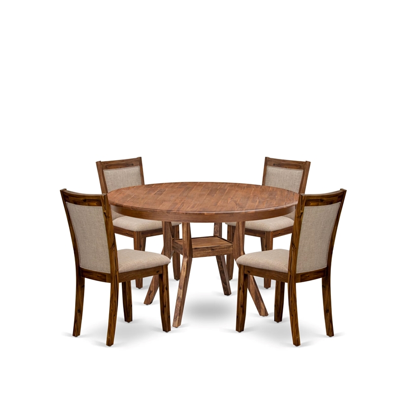 Pemberly Row 5-Piece Dining Table Set in Antique Walnut Finish