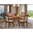 Pemberly Row 5-Piece Dining Table Set in Antique Walnut Finish