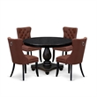 Pemberly Row 5-Piece Dining Set with Round Table in Black Finish