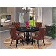 Pemberly Row 5-Piece Dining Set with Round Table in Black Finish