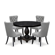Pemberly Row 5-Piece Dining Set with Round Table in Black Finish