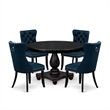 Pemberly Row 5-Piece Dining Set with Round Table in Black Finish