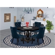 Pemberly Row 5-Piece Dining Set with Round Table in Black Finish