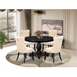 Pemberly Row 5-Piece Modern Dining Set with Round Table in Black Finish