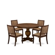 Pemberly Row 5-Piece Walnut Dining Table Set with Faux Leather Chairs
