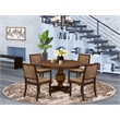 Pemberly Row 5-Piece Walnut Dining Table Set with Faux Leather Chairs