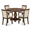 Pemberly Row 5PC Dining Set with Beige Linen Fabric and Walnut Finish