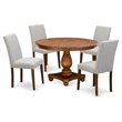 Pemberly Row 5-Piece Rubberwood Dining Set in Walnut/Doeskin Finish