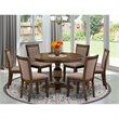 Pemberly Row 7-Piece Dining Set with Wood in Jacobean Finish