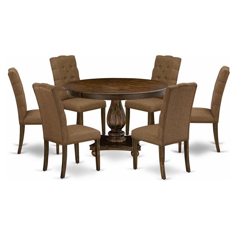 Pemberly Row 7-Piece Dining Set in Distressed Jacobean and Brown Finish