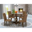 Pemberly Row 5-Piece Dining Set in Distressed Jacobean and Brown Finish