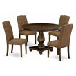 Pemberly Row 5-Piece Dining Set in Distressed Jacobean and Brown Finish