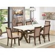 Pemberly Row 7-Piece Dining Set with Rubberwood and Linen Upholstery
