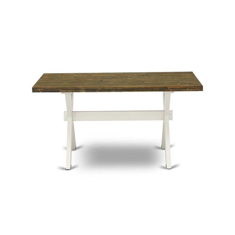 Pemberly Row 6-Piece Dining Set in Acacia Wood Jacobean/White/Cream