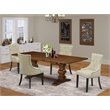 Pemberly Row 5-Piece Dining Set in Walnut Finish with Light Beige Chair Cushions