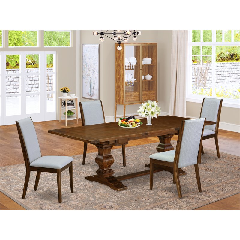 Pemberly Row 5-Piece Wood Kitchen Dining Set in Antique Walnut