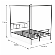 Pemberly Row Traditional Metal Queen Canopy Bed Frame in Black