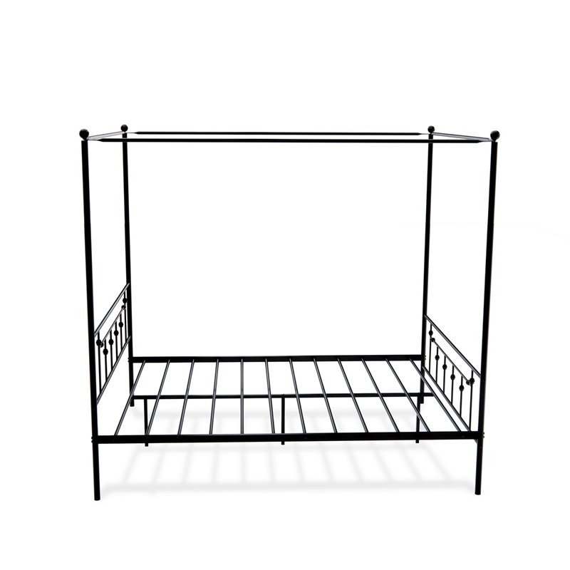 Pemberly Row Traditional Metal Queen Canopy Bed Frame in Black